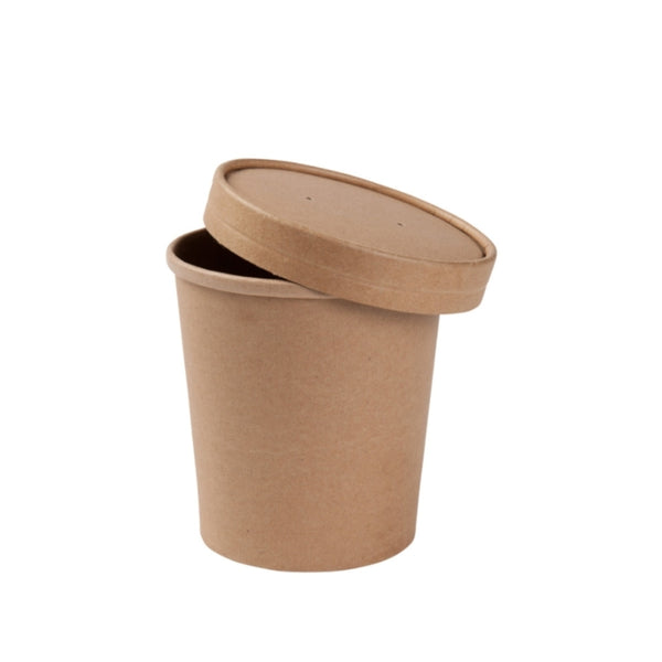 Ruskea pahvikulho 400ml, Ø 95mm kannella